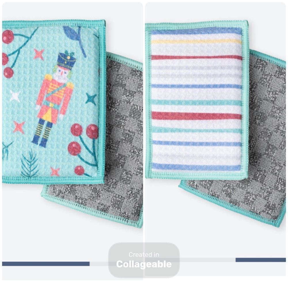 Norwex dual sided Sponges Nutcracker and Stripe LE NWT